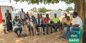 PHOTO: Residents (squatters) of Juba's Hai Malakal Cemetery participate in a town hall forum on Tuesday, September 30, 2025. (Photo: Darlington Moses/Eye Radio)